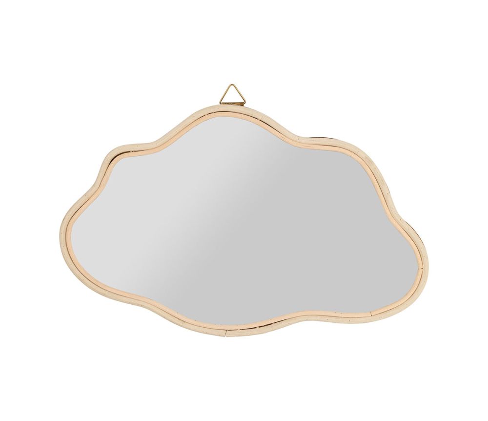 Miroir Nuage en Rotin Naturel 40 x 25 cm – Décoration murale bohème
