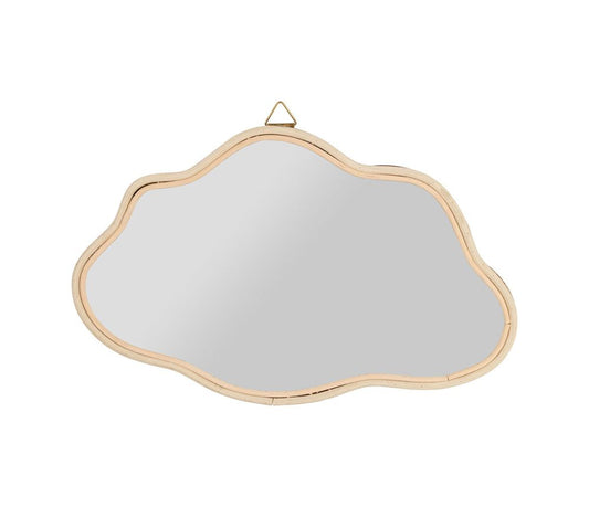 Miroir Nuage en Rotin Naturel 40 x 25 cm – Décoration murale bohème