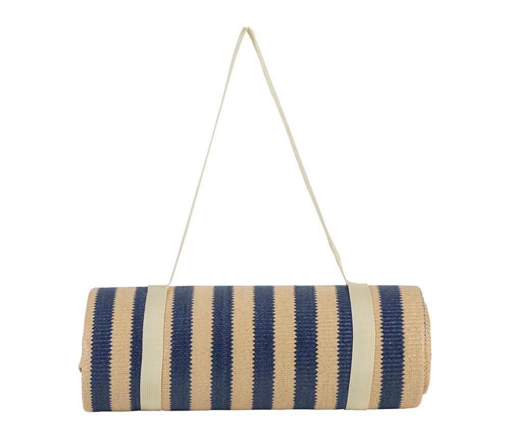 Natte de Plage Medi Indigo & Naturel – 180 × 120 cm