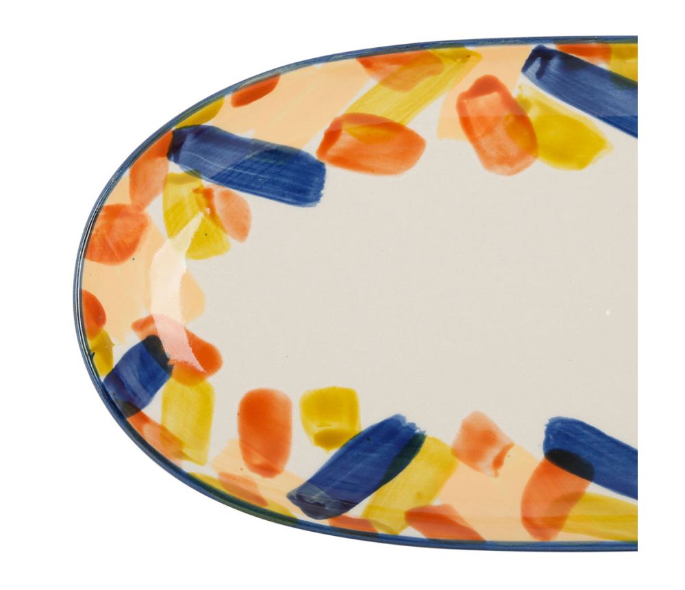 Lot de 2 plats ovales Belle Vie multicolore – Grès – 31 x 15,5 cm