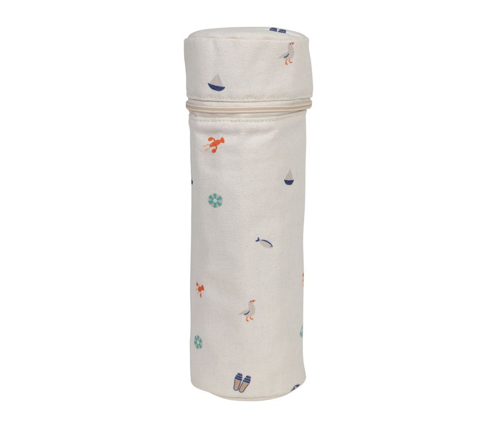 Sac Bouteille Isotherme Été à la Mer – Bleu – Ø10 × H31 cm