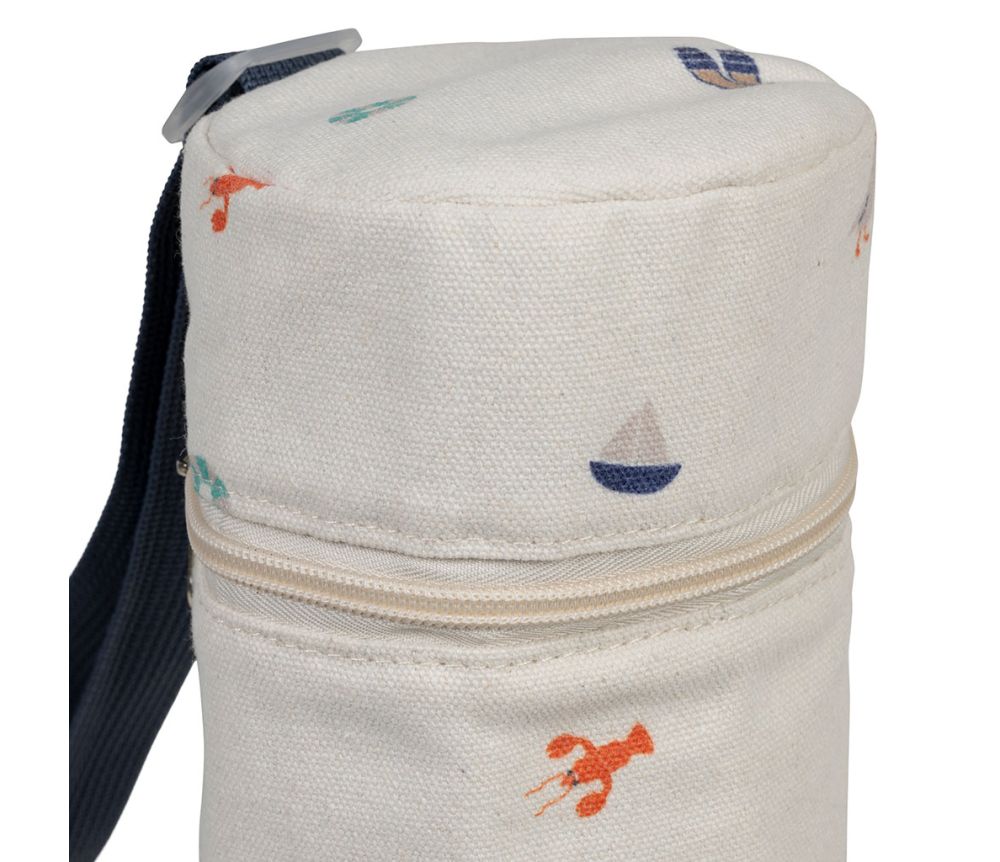 Sac Bouteille Isotherme Été à la Mer – Bleu – Ø10 × H31 cm