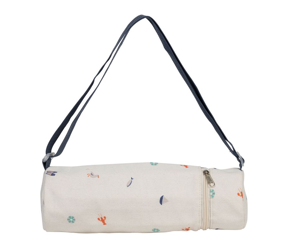 Sac Bouteille Isotherme Été à la Mer – Bleu – Ø10 × H31 cm