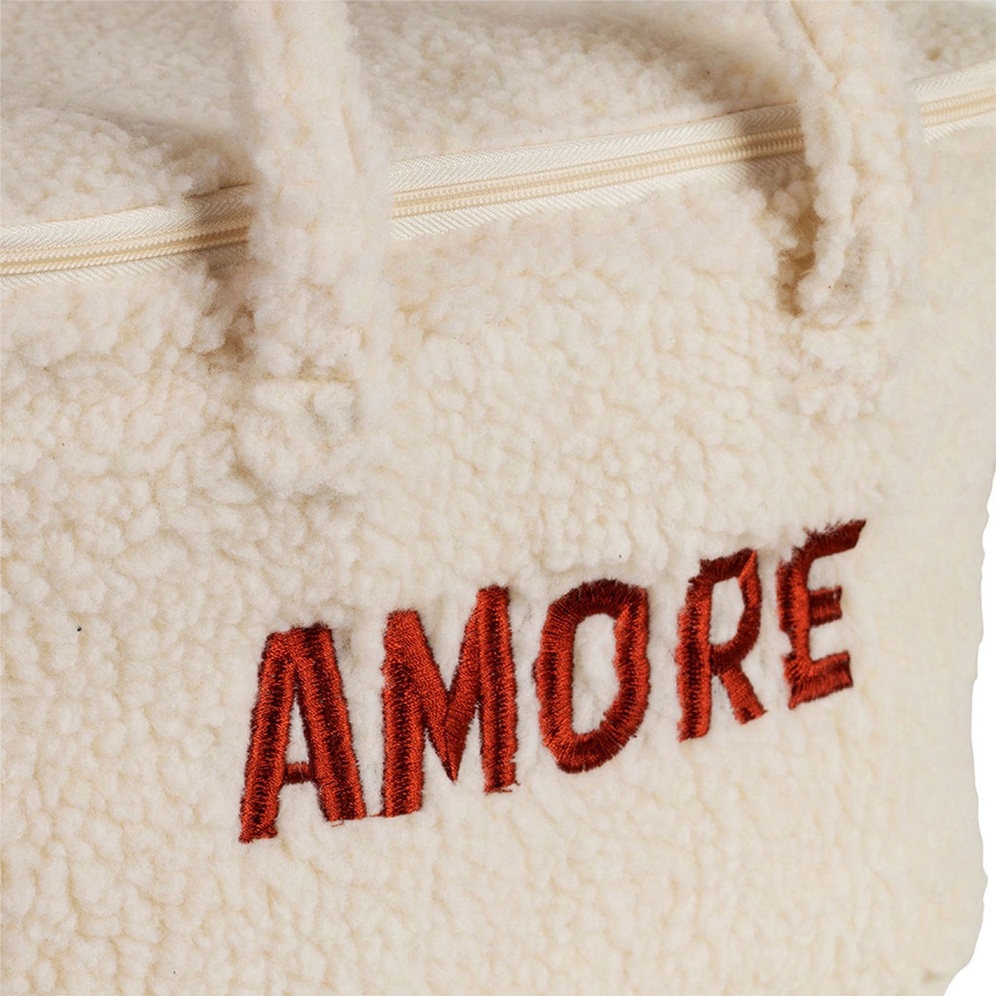 Sac isotherme en bouclette blanche "AMORE"