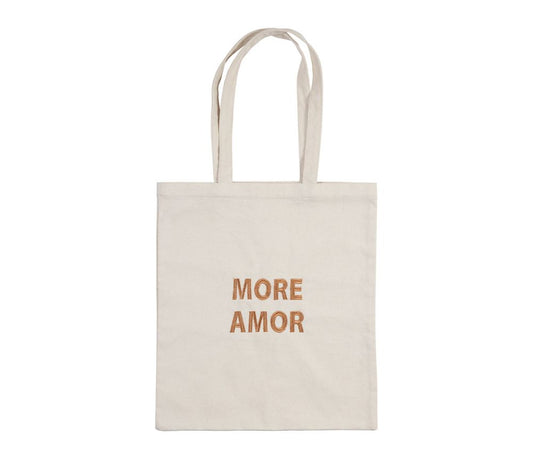 Sac Tote Bag “More Amor Funky” Écru 38 x 42 cm