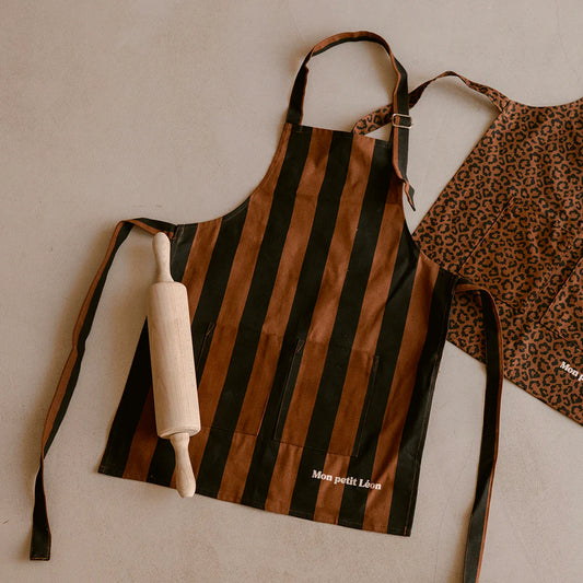Tablier Enfant – Rayures Marron & Noir
