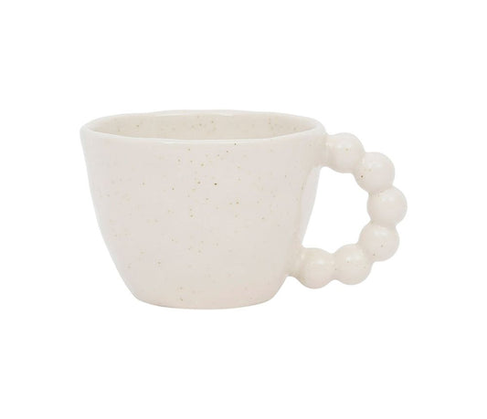 Tasse à thé en grès blanc moucheté