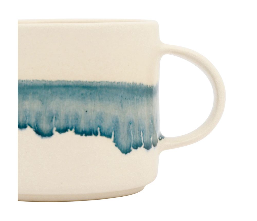 Tasse à Thé Mer Blanc Cassé & Bleu Réactif en Grès – 40 cl