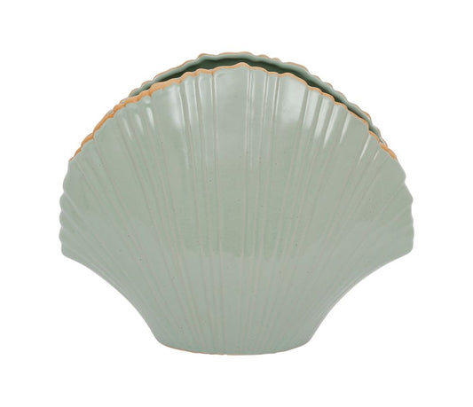 Vase Coquillage en Grès Vert d’Eau – 25 x 14 x H20 cm