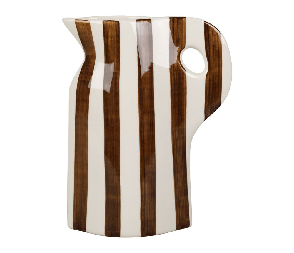 Vase pichet Artist – grès rayé – 19 x 4,5 x H24 cm