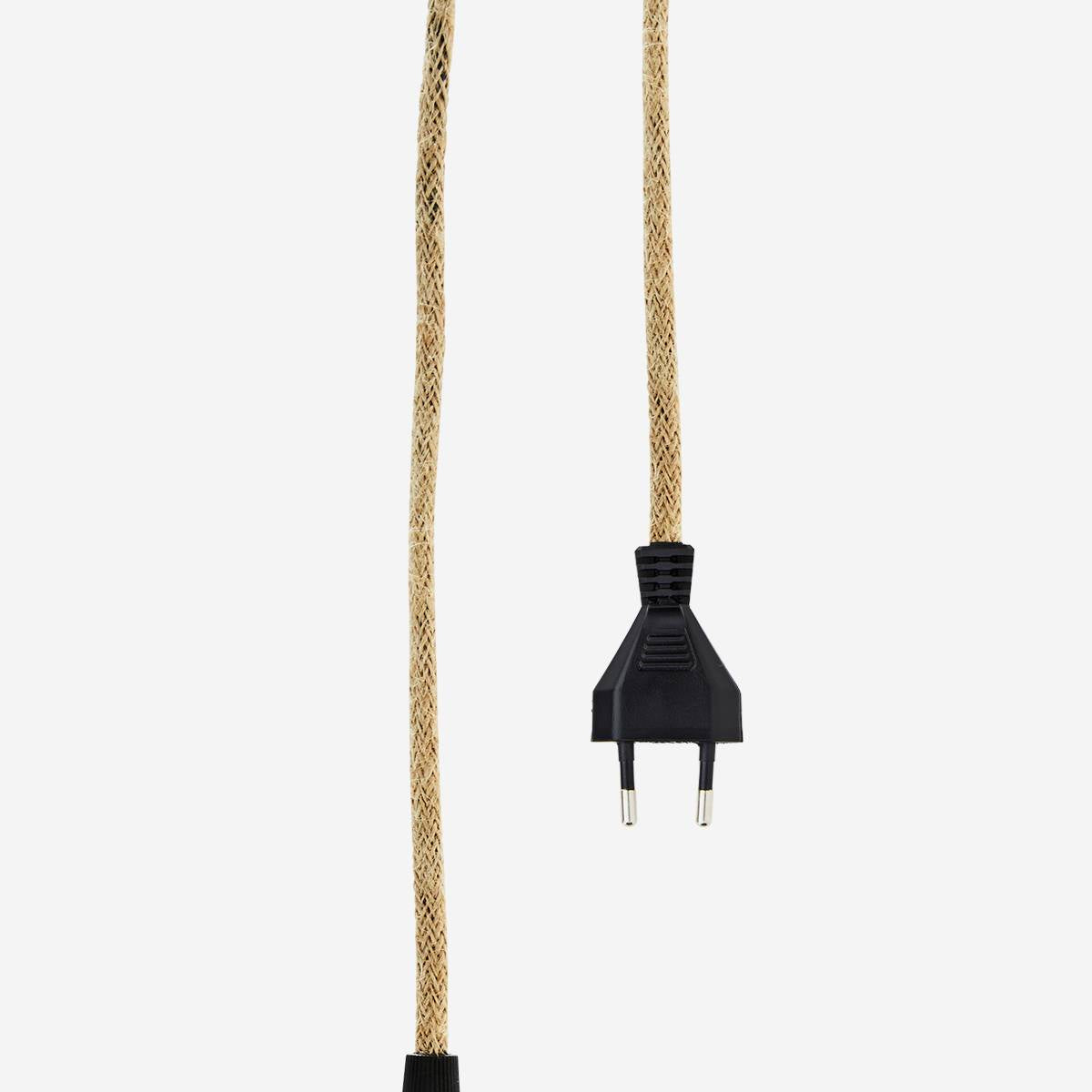 Suspension douille laiton - cable corde naturel - prise