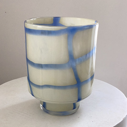 GRECO - photophore - verre - DIA 15 x H 20 cm - bleu