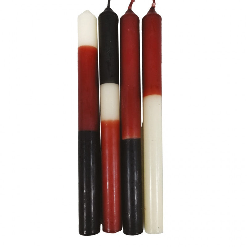 set de 4 bougies longues - bicolore - terracotta